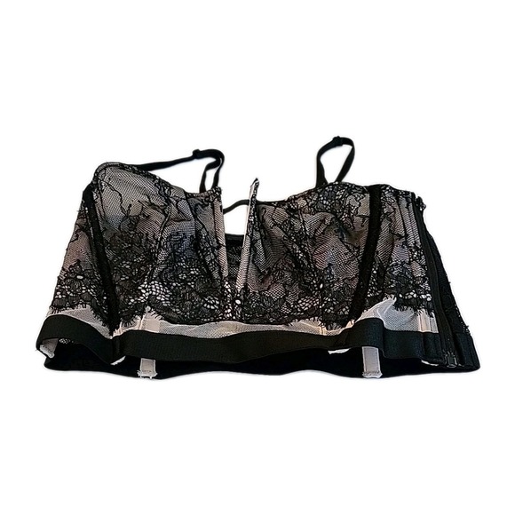 Victoria's Secret Corset Top Sz S Black Mesh Lace Lined Whimsigoth Fairy Grunge - Picture 6 of 12